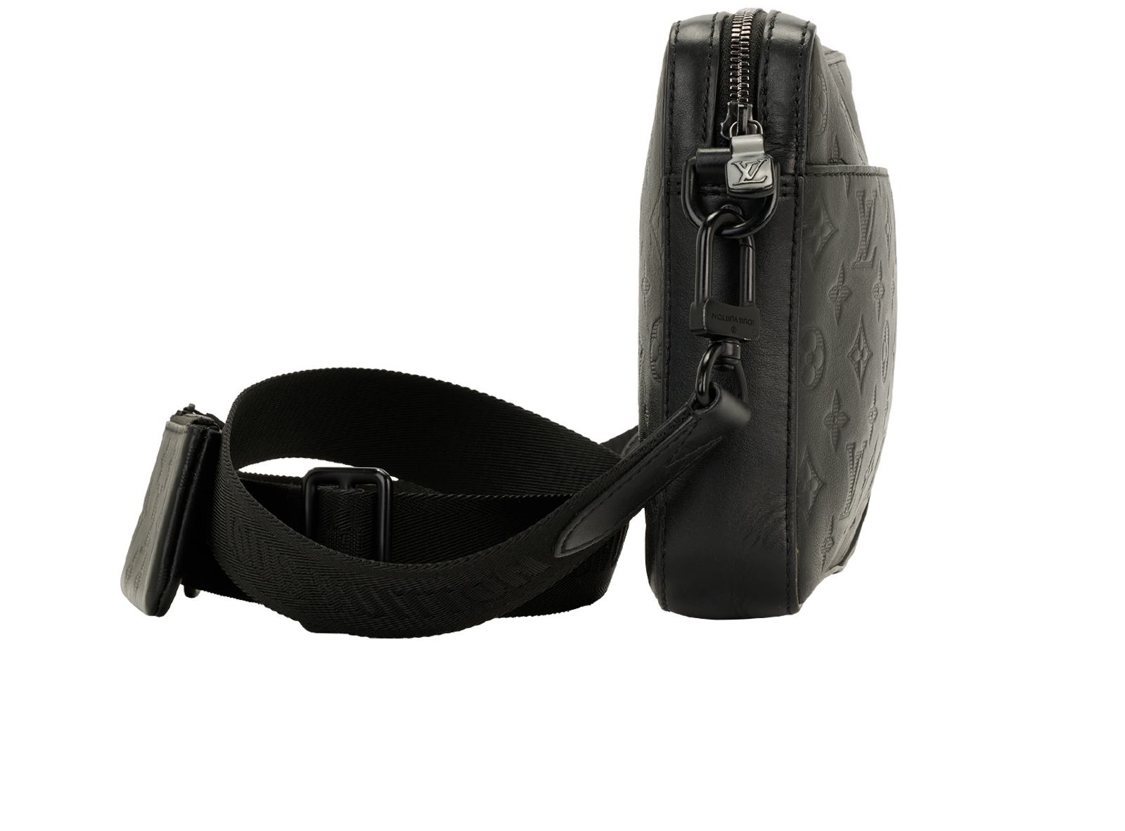 Shadow Duo Messenger Bag, &pound;695, Handbags, Black, Leather, Side view